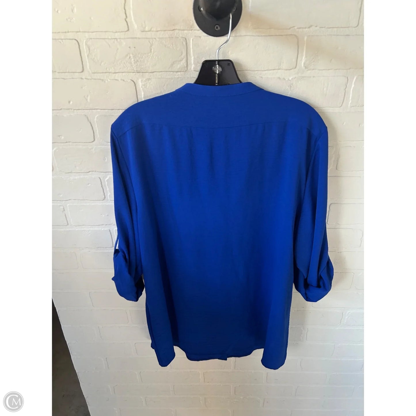 Top 3/4 Sleeve By Calvin Klein In Blue, Size: Xl