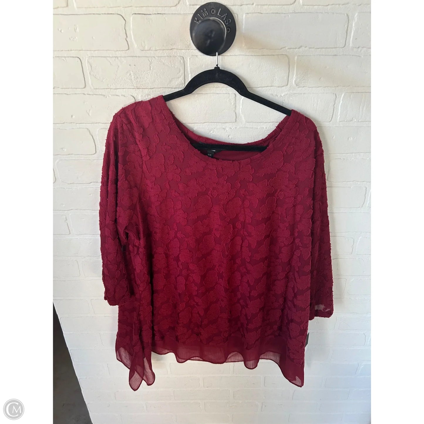 Top Long Sleeve By Simply Vera In Red, Size: Xxl