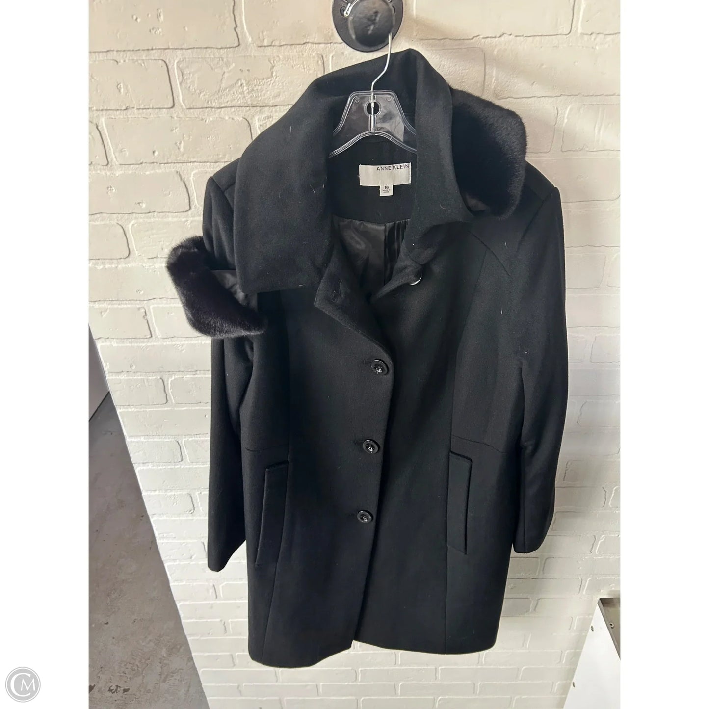Coat Peacoat By Anne Klein In Black, Size: Xl