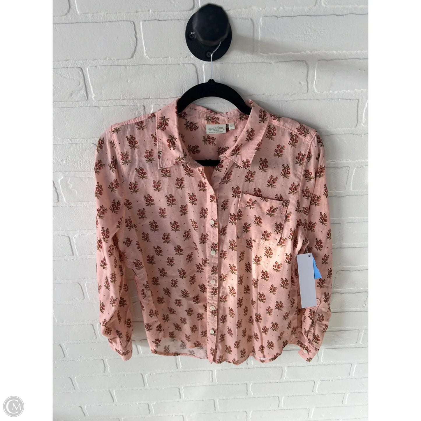 Top Long Sleeve By Spartina In Pink & Tan, Size: M