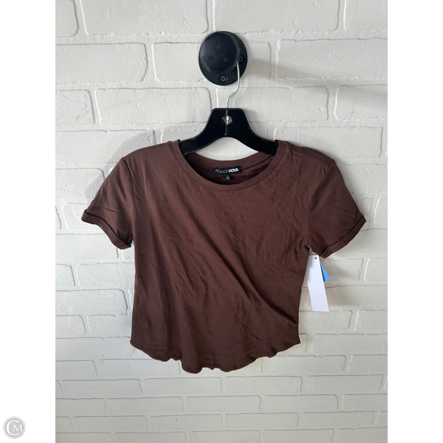 Top Short Sleeve Basic By Fashion Nova In Bronze, Size: Xs