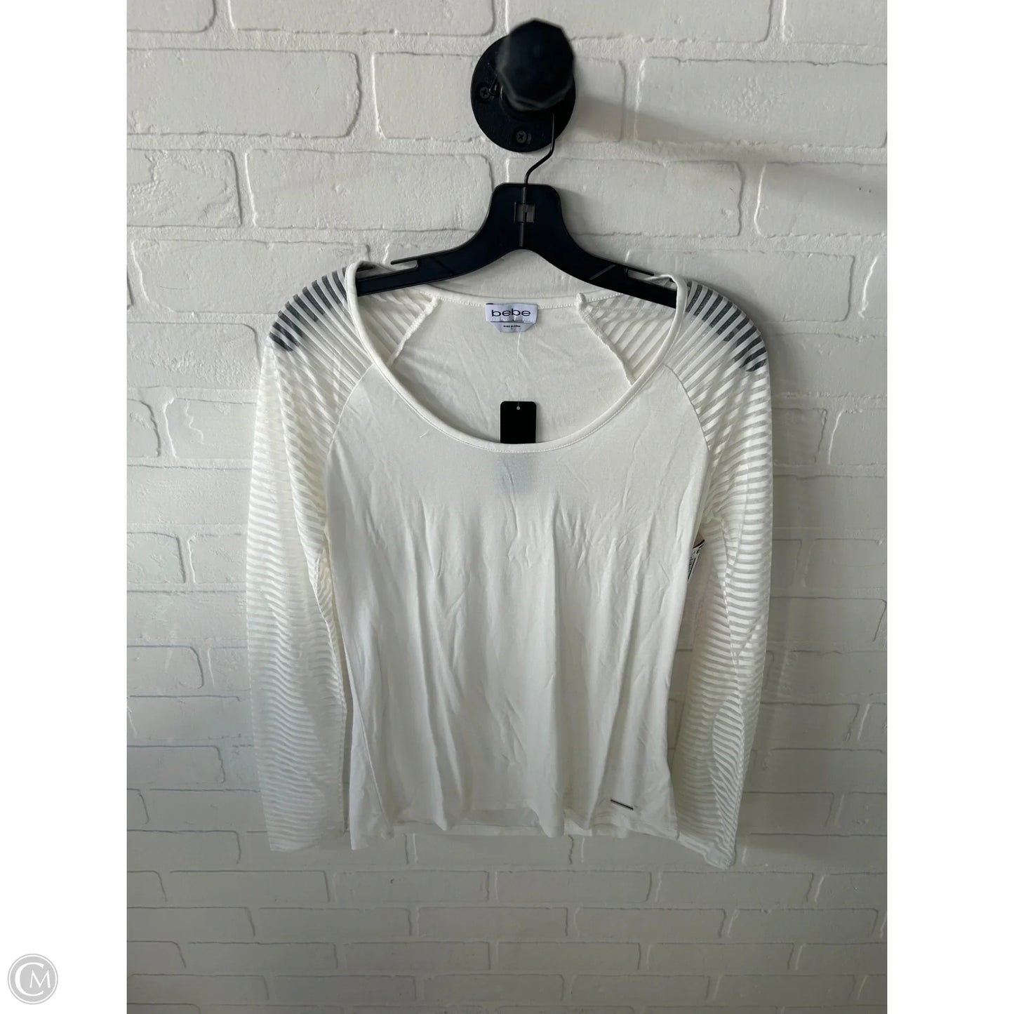 Top Long Sleeve By Bebe In White, Size: L