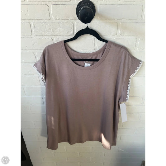 Top Short Sleeve By Maurices In Tan & White, Size: Xl
