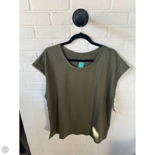 Top Short Sleeve By Maurices In Green & White, Size: Xl