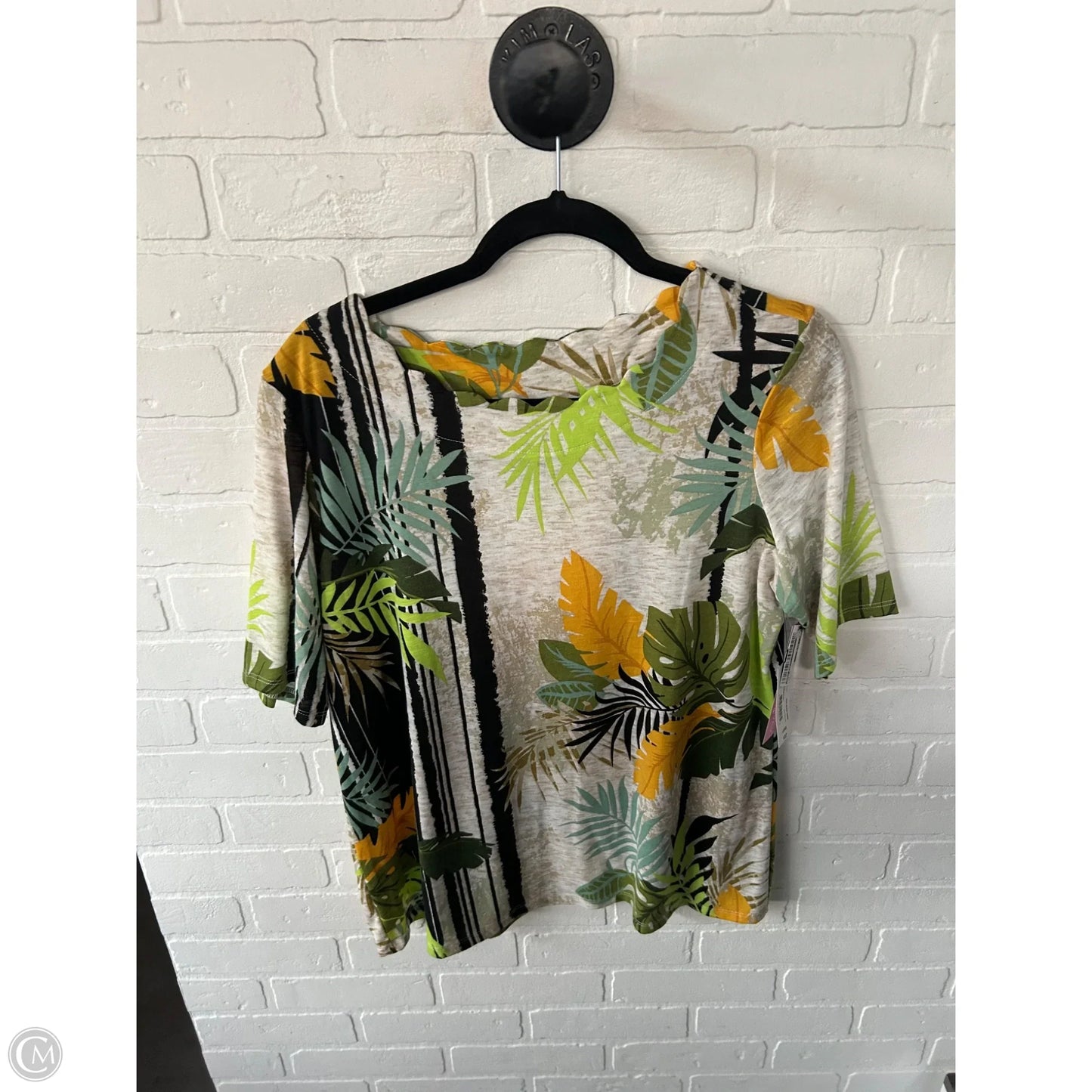 Top Short Sleeve By East 5th In Green & Tan, Size: L