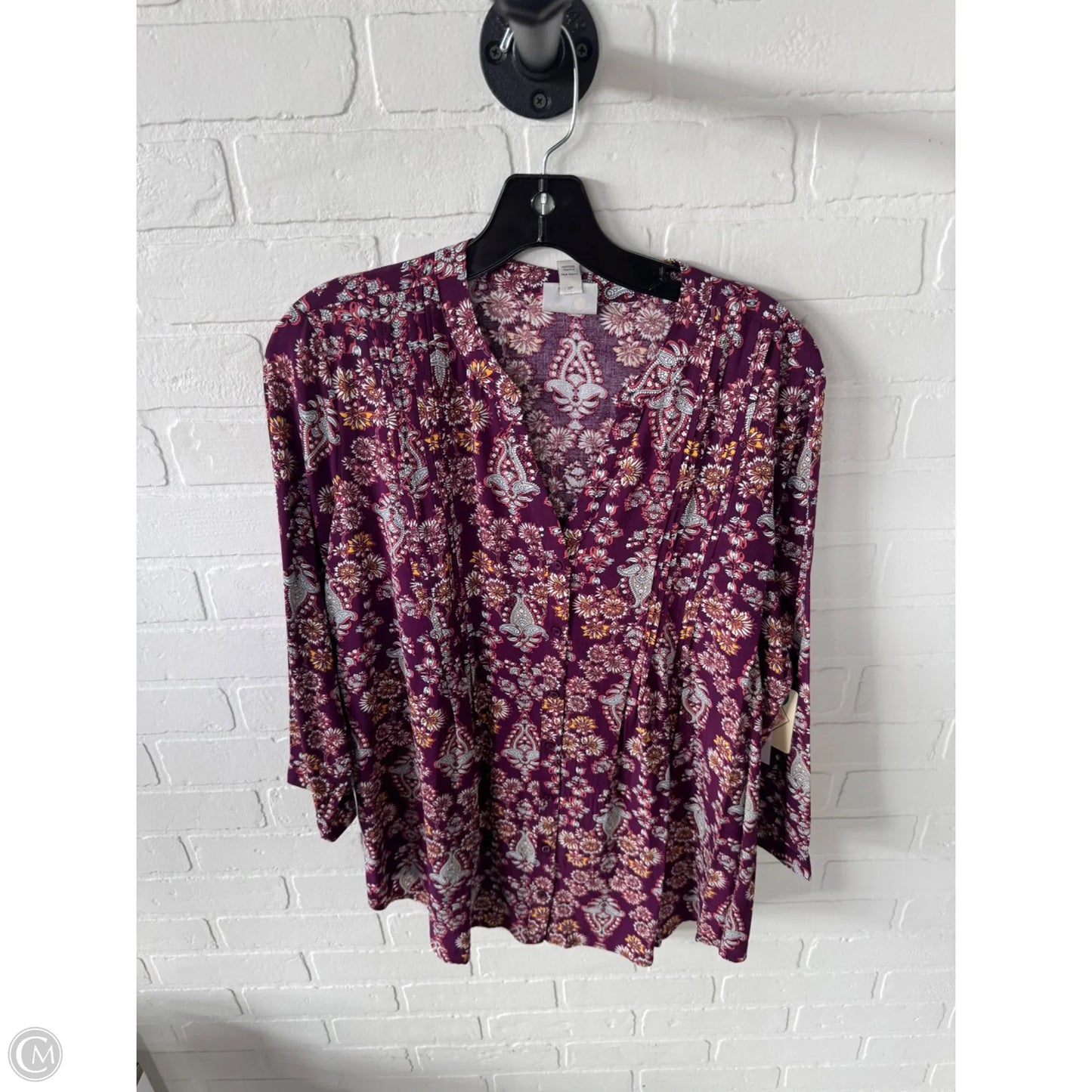 Top 3/4 Sleeve By St Johns Bay In Purple, Size: M