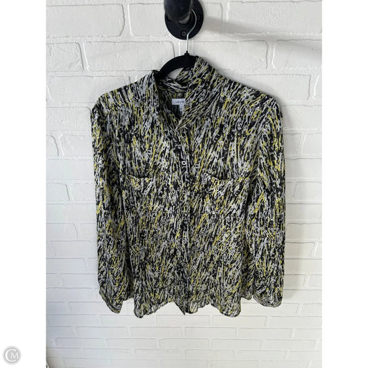 Top Long Sleeve By Liz Claiborne In Black & Yellow, Size: Xl