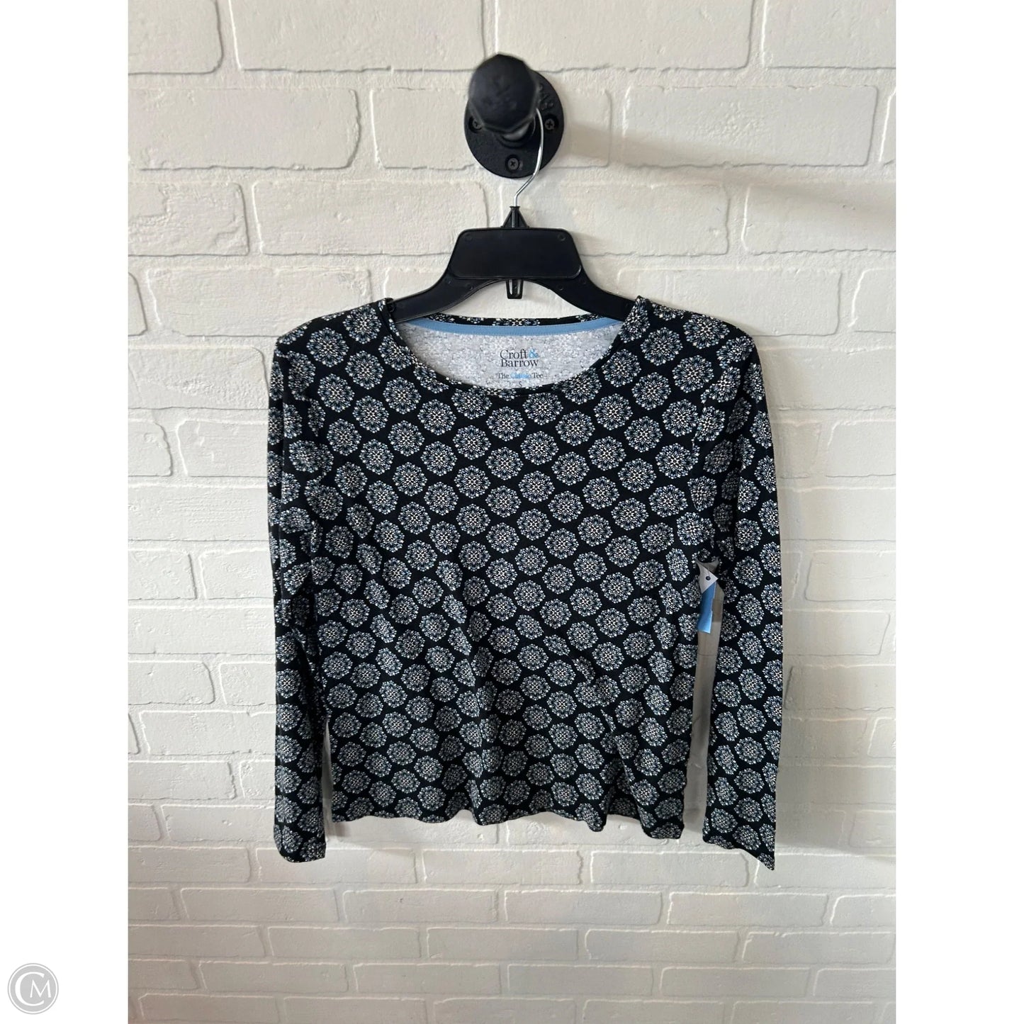 Top Long Sleeve Basic By Croft And Barrow In Black & Blue, Size: S