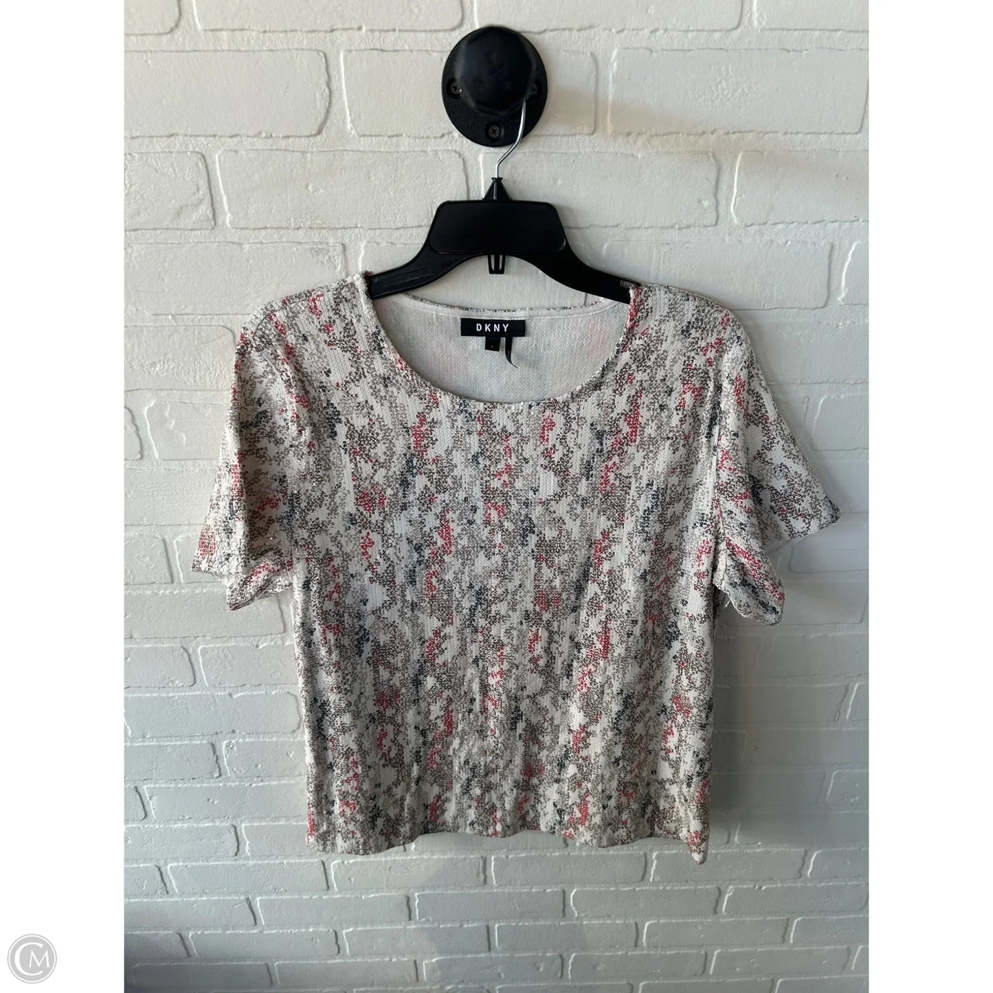 Top Short Sleeve By Dkny In Tan, Size: L