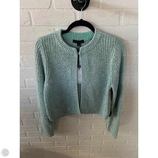 Sweater Cardigan By Ann Taylor In Blue & Silver, Size: L