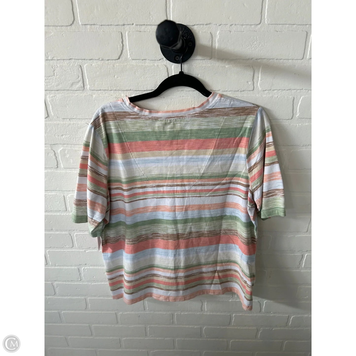Top Short Sleeve By Chicos In Green & Orange, Size: Xl