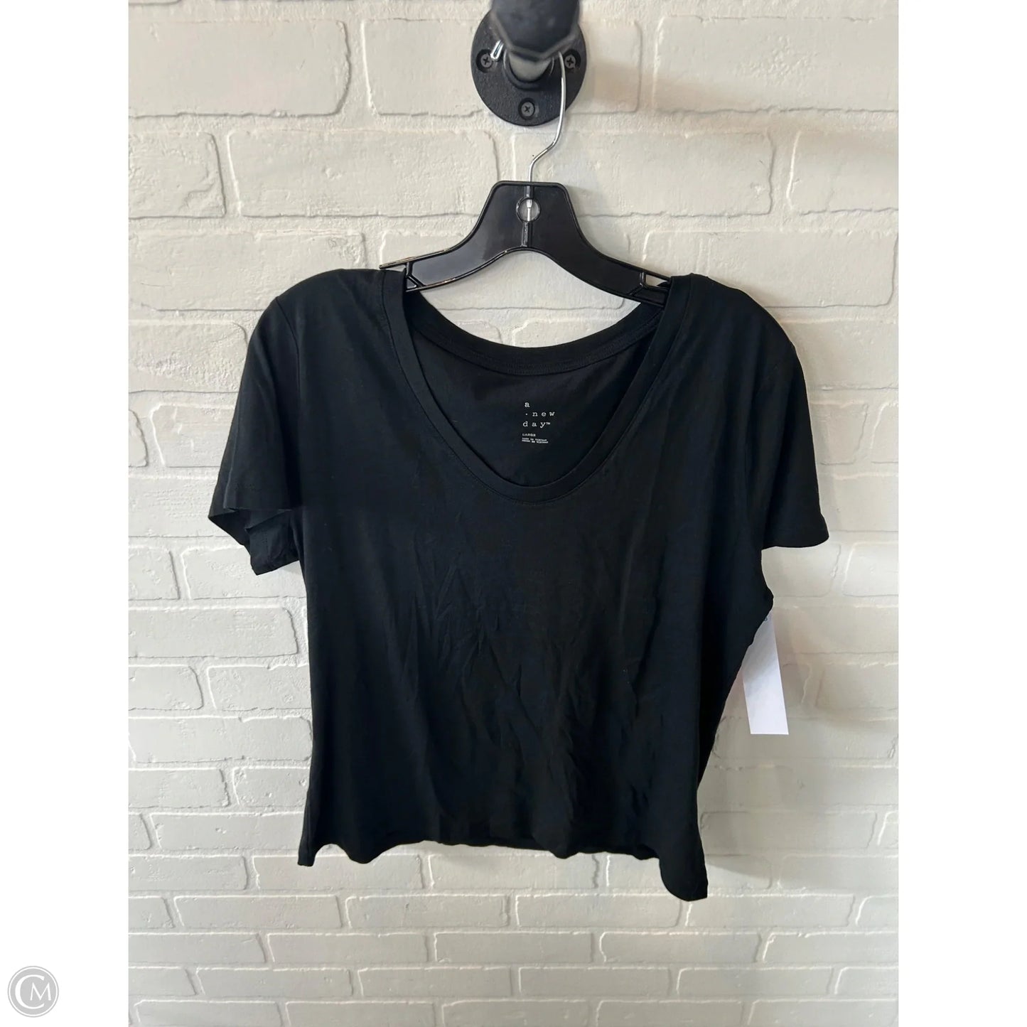 Top Short Sleeve Basic By A New Day In Black, Size: L