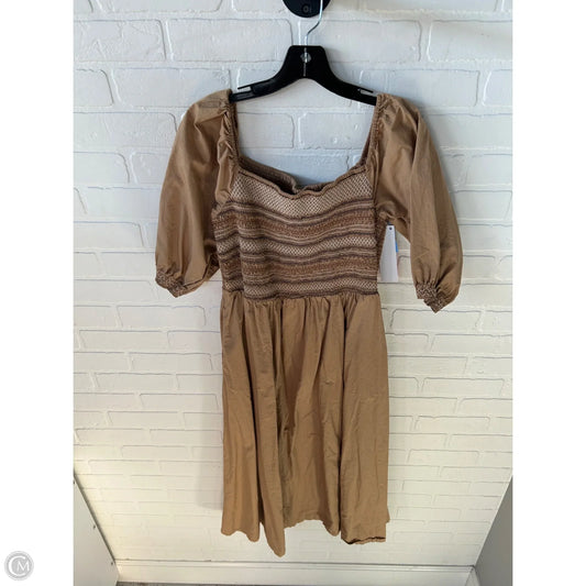 Dress Casual Midi By Old Navy In Brown & Cream, Size: L