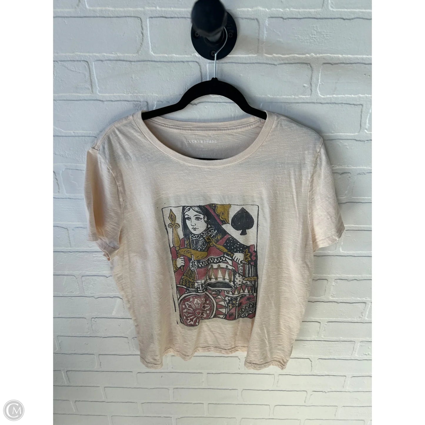 Top Short Sleeve Basic By Lucky Brand In Tan, Size: Xl