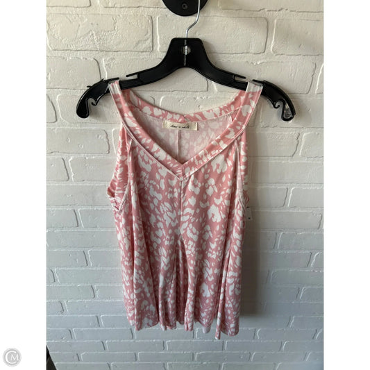 Top Sleeveless Basic By Clothes Mentor In Pink & White, Size: L
