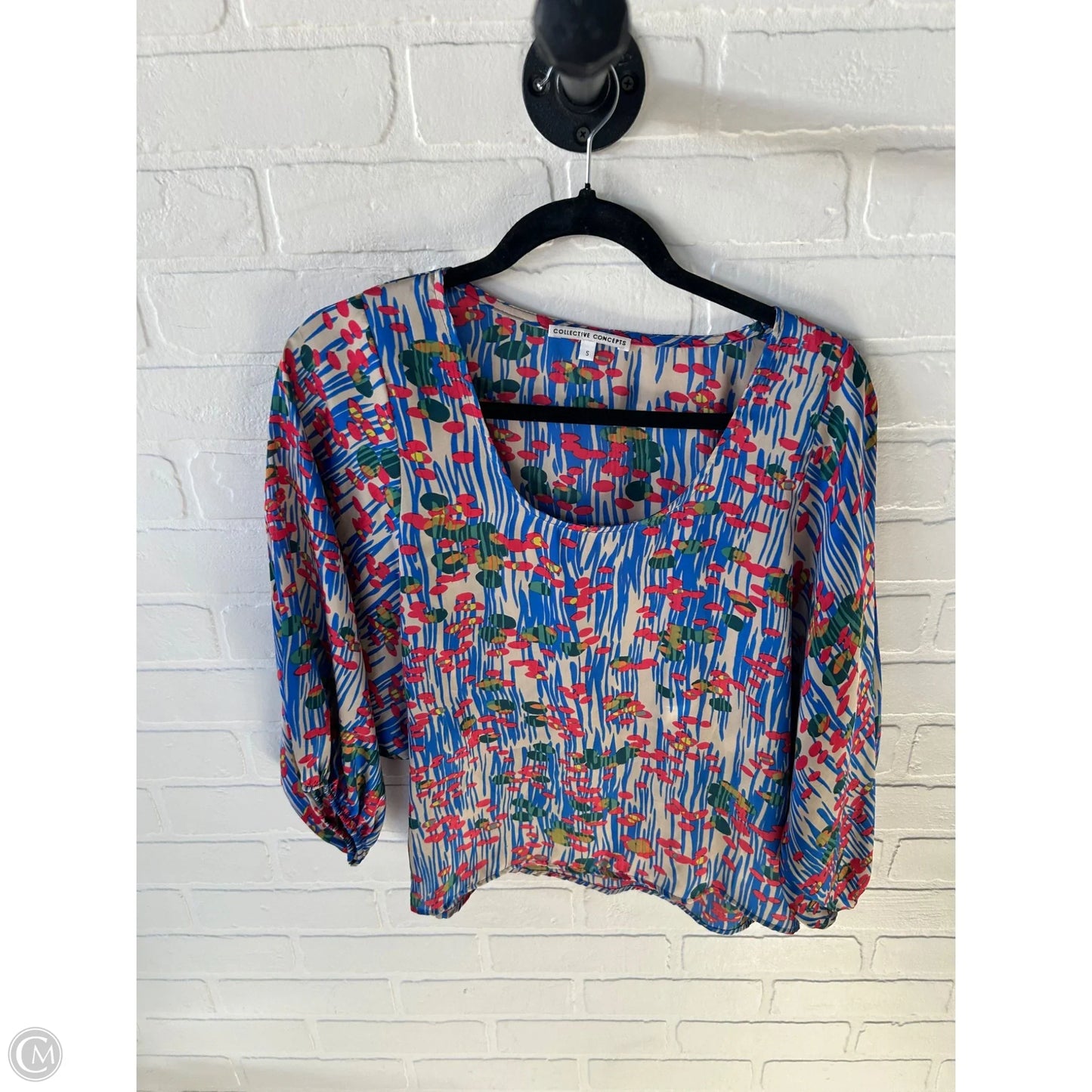 Top Long Sleeve By Collective Concepts In Blue & Grey, Size: S