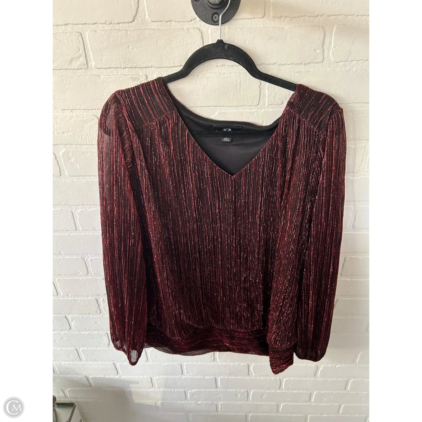 Top Long Sleeve By Agb In Red, Size: 2x