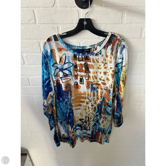 Top Long Sleeve By Ali Miles In Blue & Brown, Size: 2x