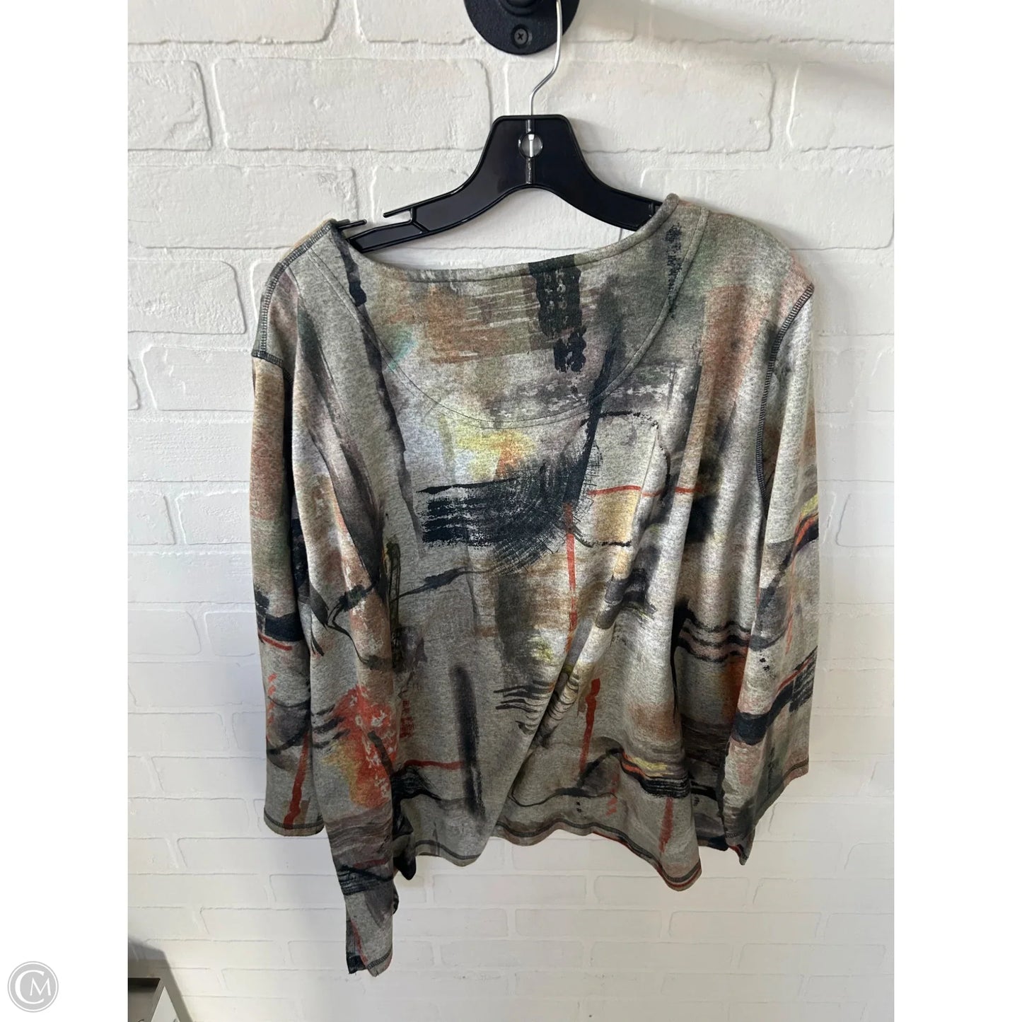 Top Long Sleeve By Ali Miles In Green & Orange, Size: 2x