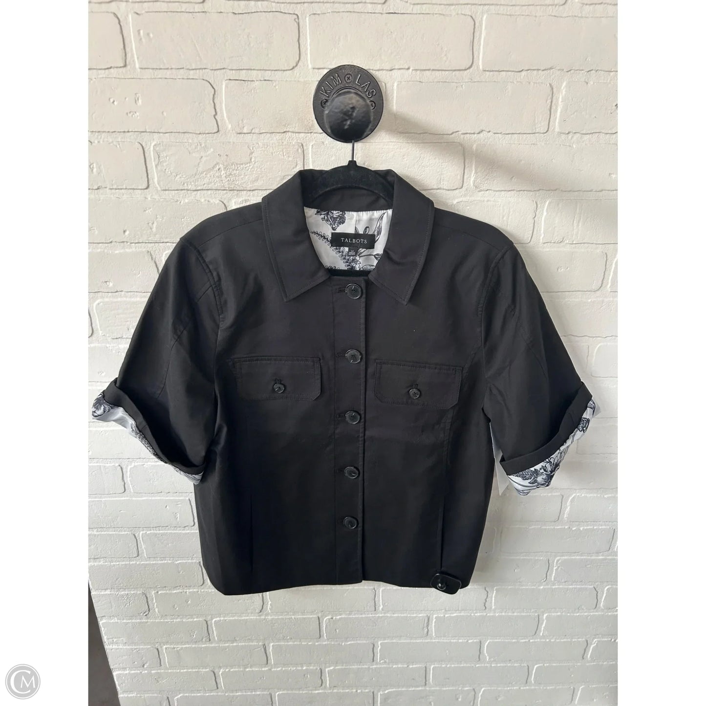 Jacket Shirt By Talbots In Black, Size: L