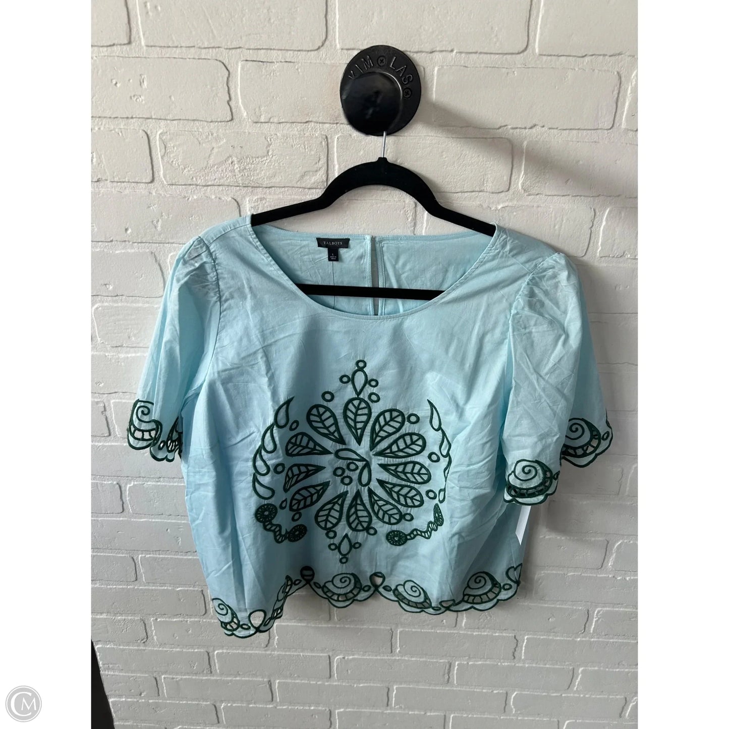 Top Short Sleeve By Talbots In Blue & Green, Size: L
