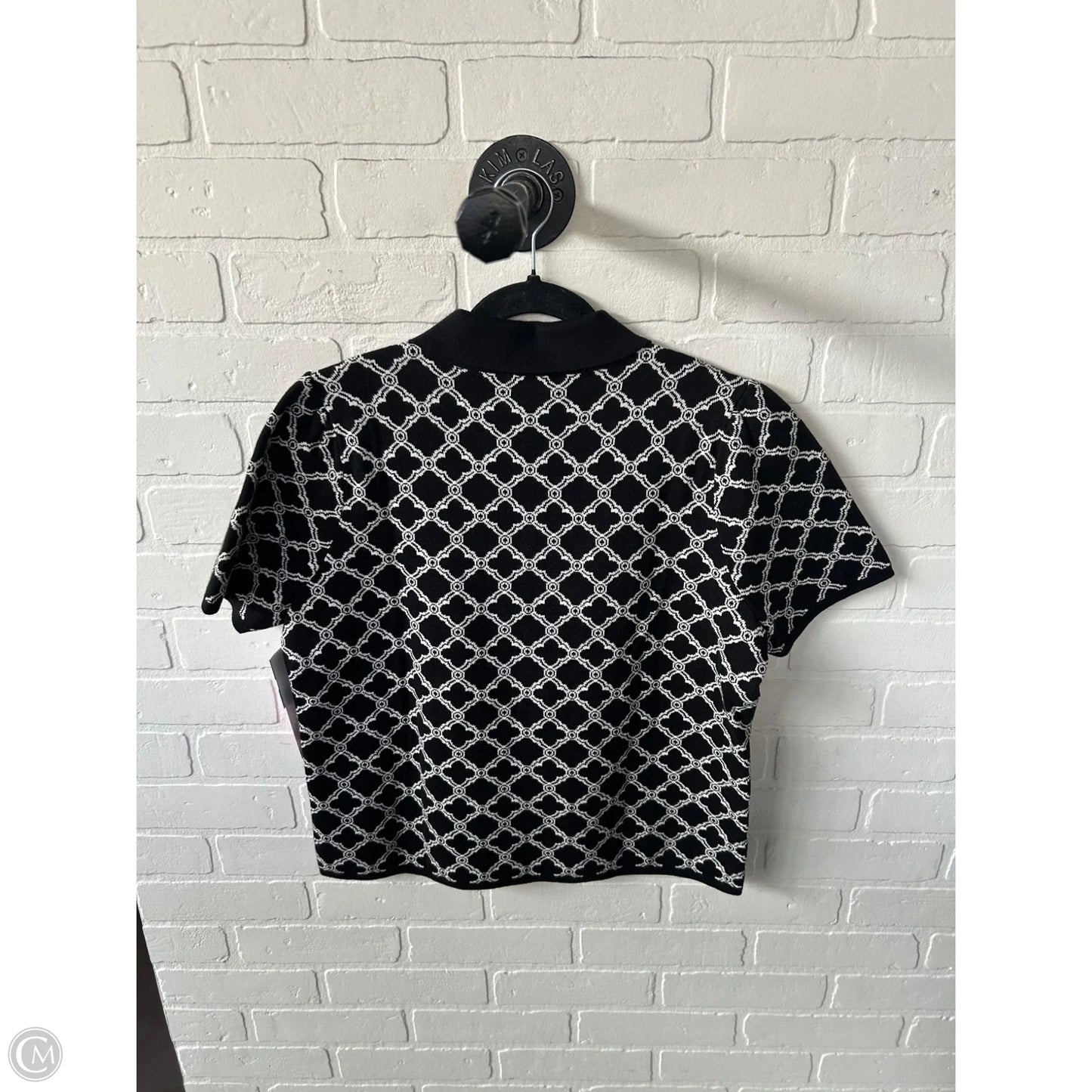 Sweater Short Sleeve By Talbots In Black & White, Size: L