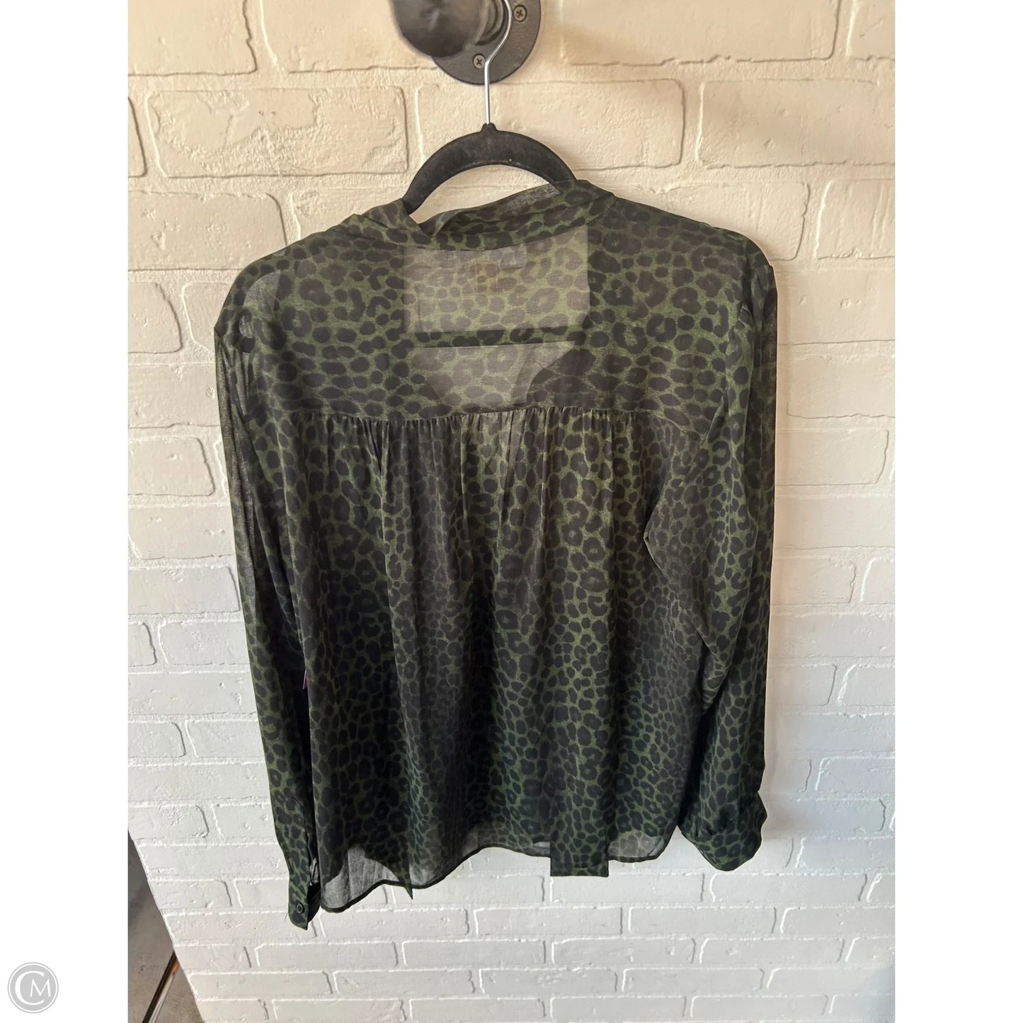Top Long Sleeve By Michael By Michael Kors In Black & Green, Size: Xl
