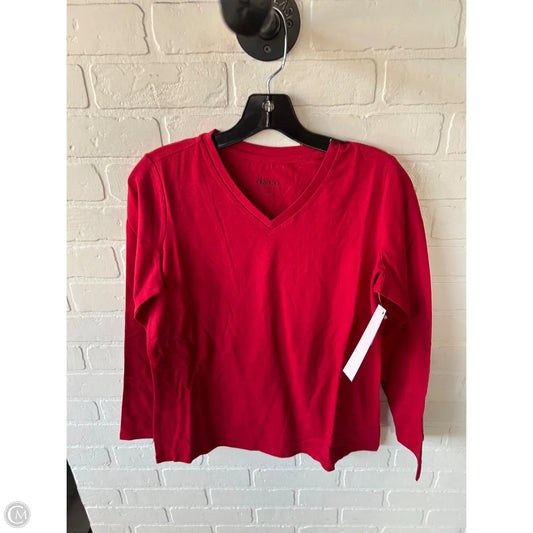 Top Long Sleeve Basic By D&co. In Red, Size: Xs