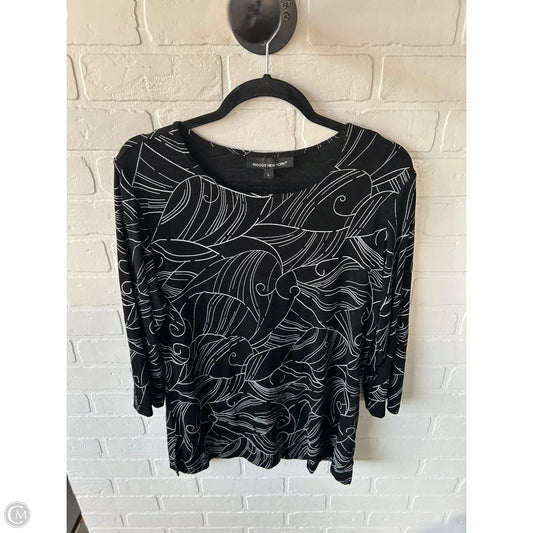 Top 3/4 Sleeve By Briggs In Black & White, Size: L