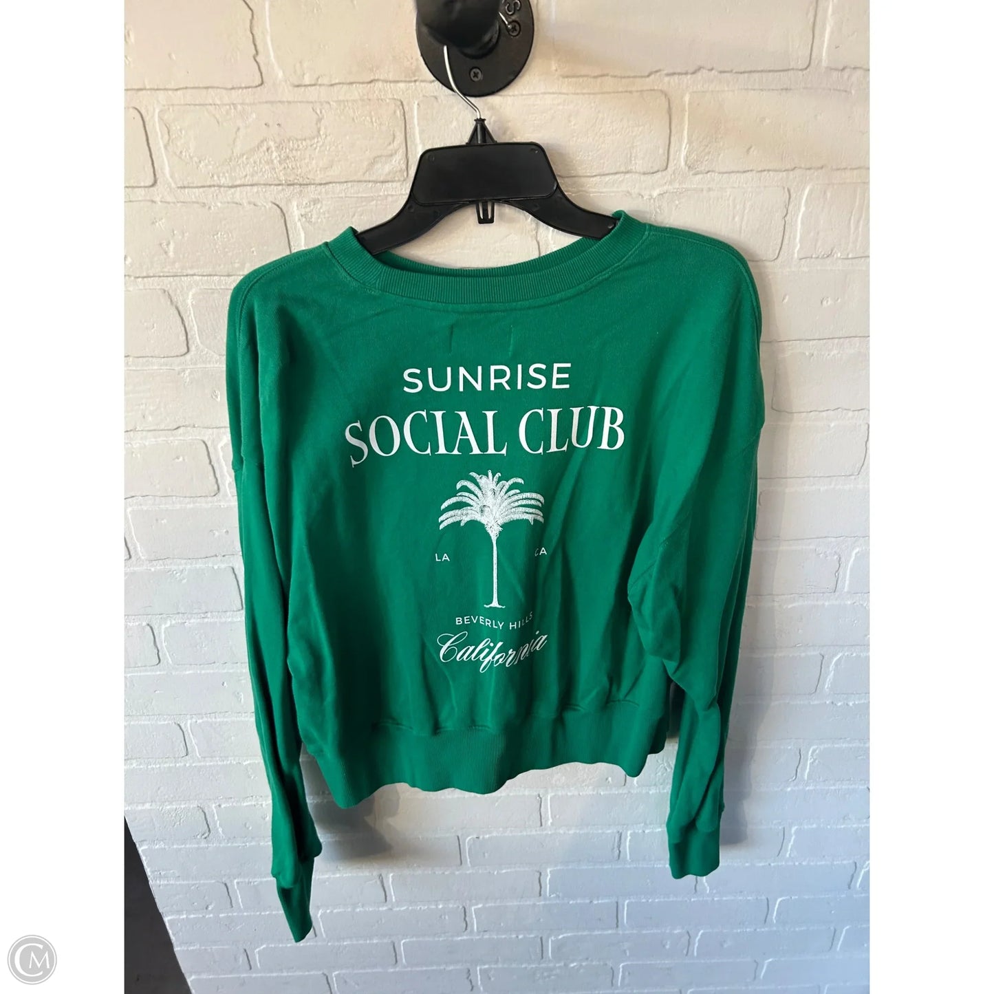 Sweatshirt Crewneck By Old Navy In Green & White, Size: M