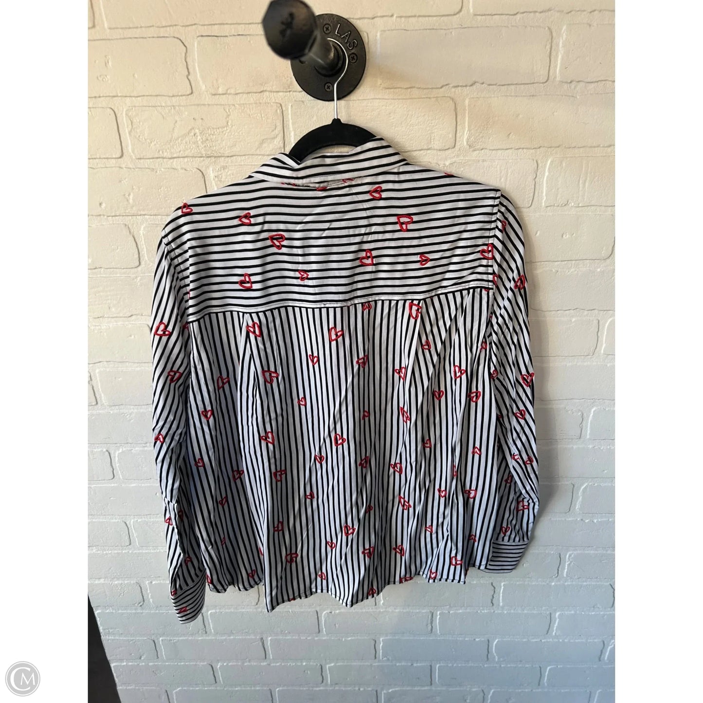 Top Long Sleeve By Jane And Delancey In Black & White, Size: M