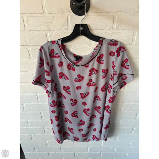 Top Short Sleeve By Ann Taylor In Grey & Red, Size: M