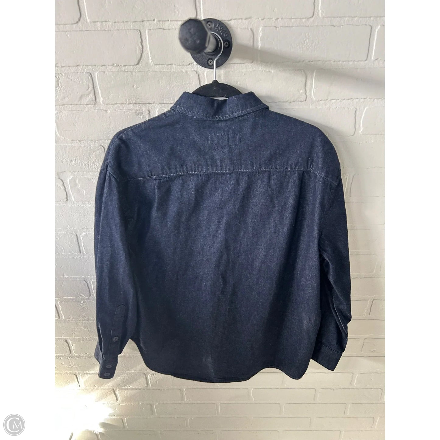 Top Long Sleeve By Zara In Blue Denim, Size: S