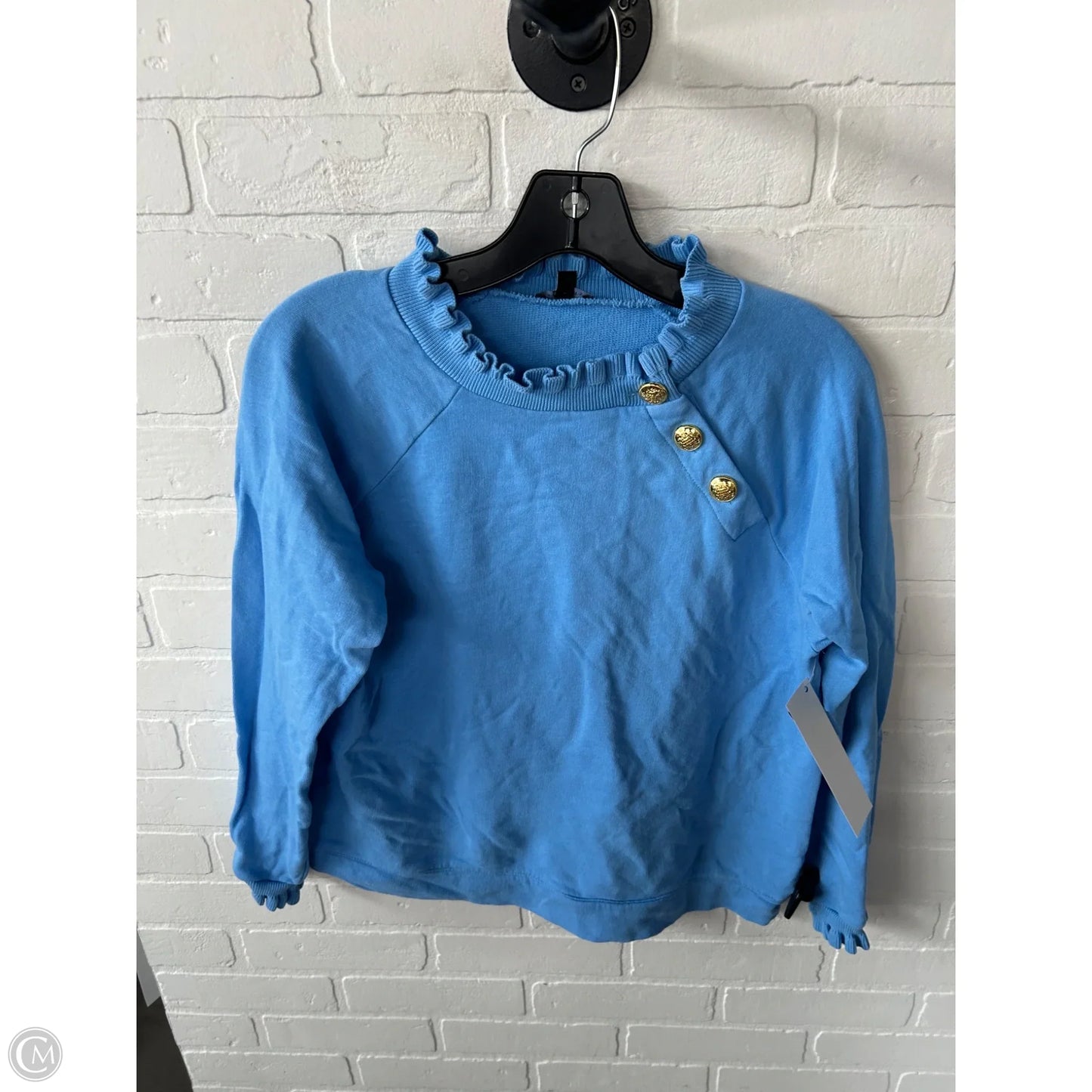 Sweatshirt Collar By Talbots In Blue & Gold, Size: S
