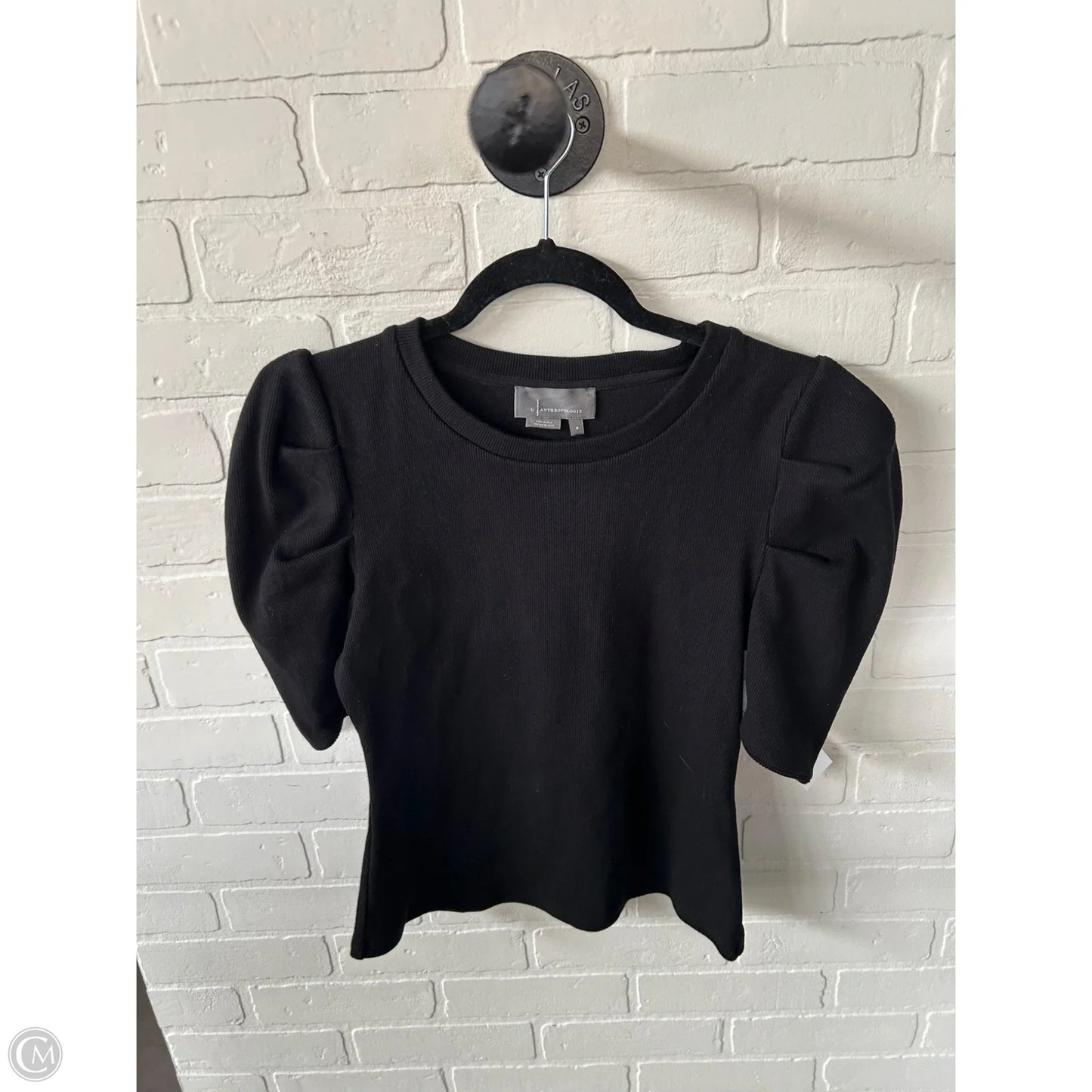 Top Short Sleeve By Anthropologie In Black, Size: M