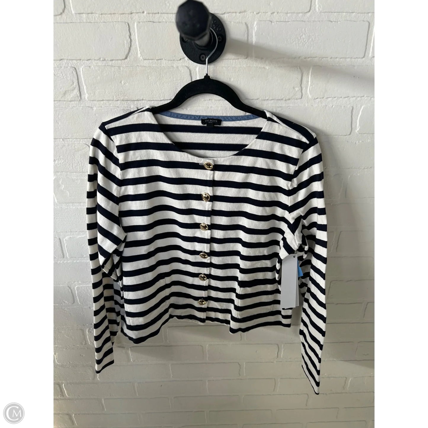 Cardigan By Talbots In Blue & White, Size: Lp
