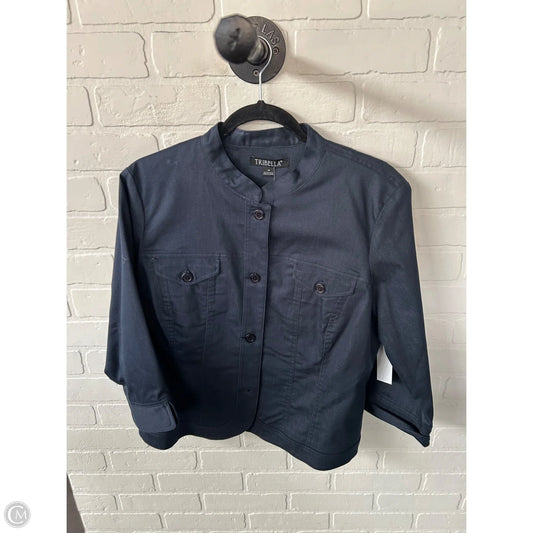 Blazer By Clothes Mentor In Blue Denim, Size: L