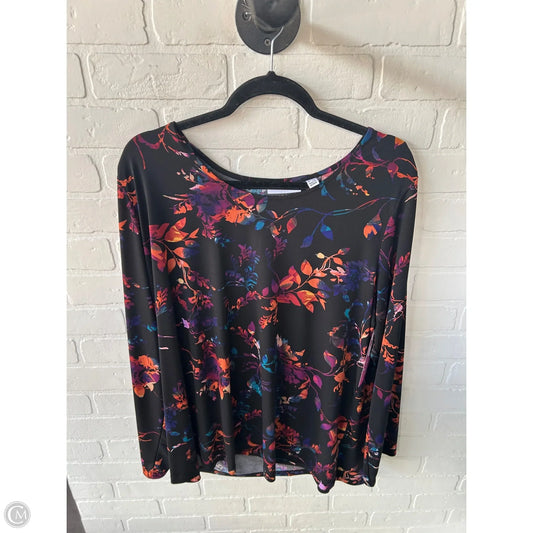 Top Long Sleeve By Susan Graver In Black & Orange, Size: 2x