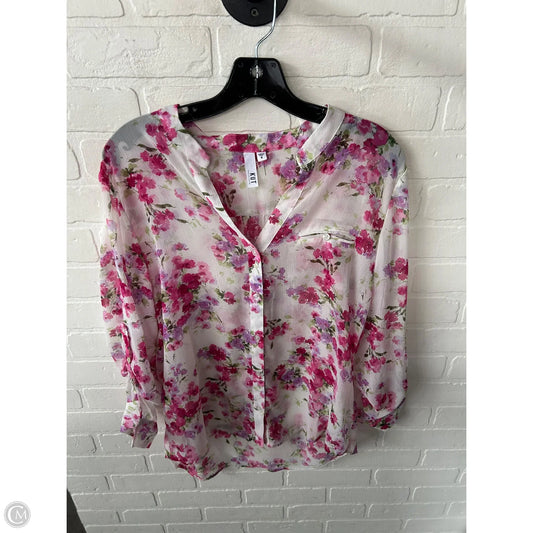Top 3/4 Sleeve By Kut In Pink & White, Size: M