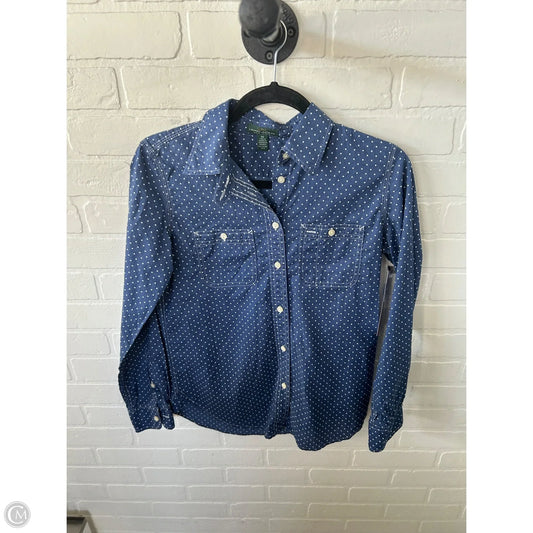 Top Long Sleeve By Lauren By Ralph Lauren In Blue & White, Size: Xs