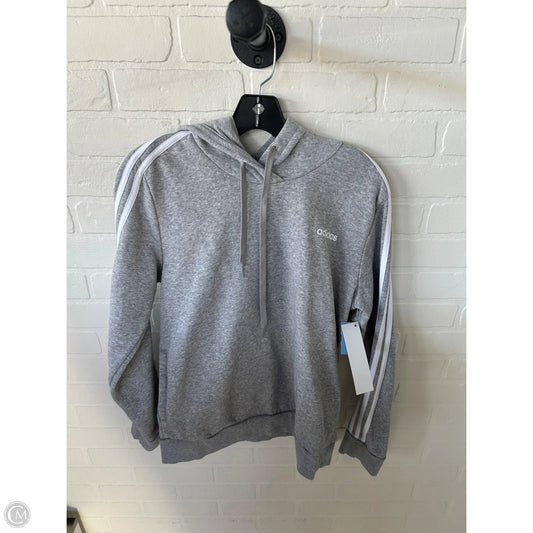 Sweatshirt Hoodie By Adidas In Grey & White, Size: L