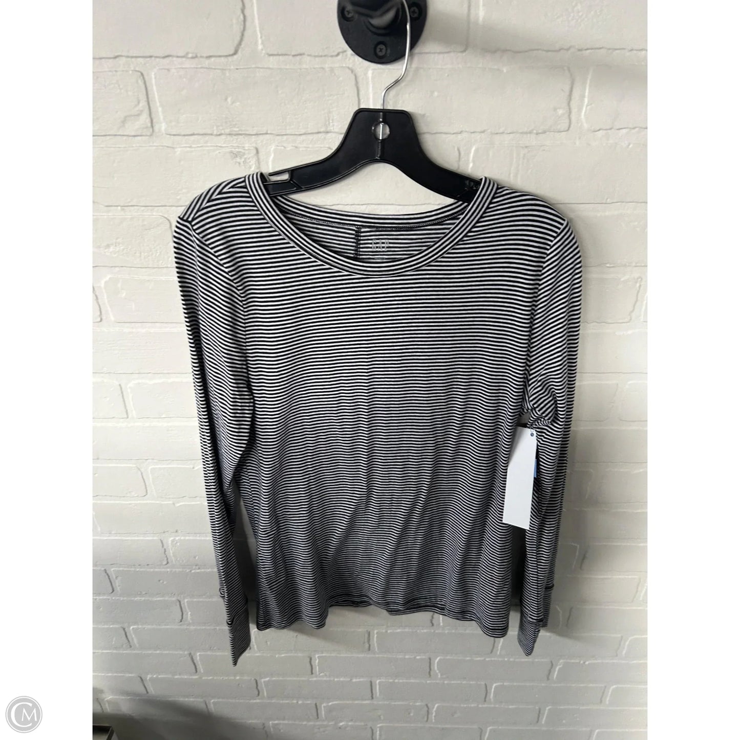 Top Long Sleeve Basic By Gap In Black & White, Size: L