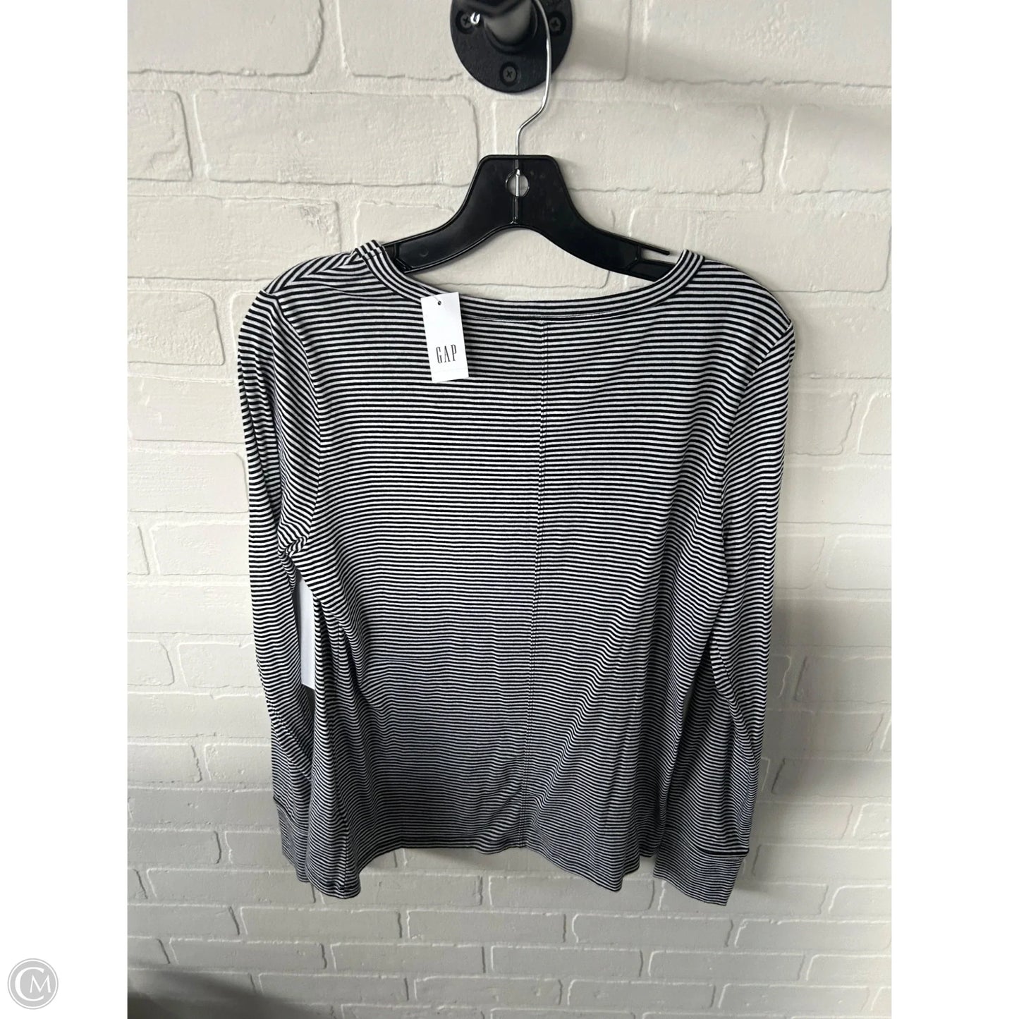 Top Long Sleeve Basic By Gap In Black & White, Size: L