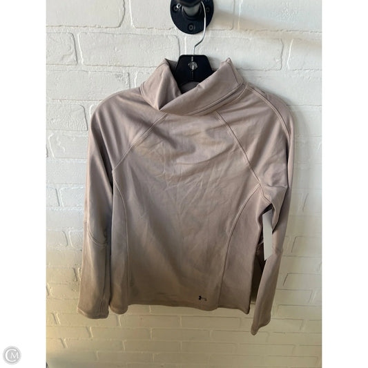 Athletic Top Long Sleeve Collar By Under Armour In Tan, Size: S