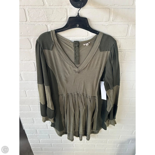 Top Long Sleeve By Pol In Green, Size: M