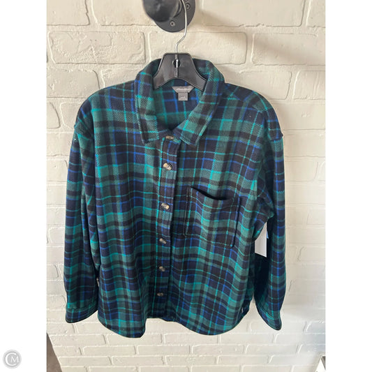 Top Long Sleeve By Eddie Bauer In Blue & Green, Size: L