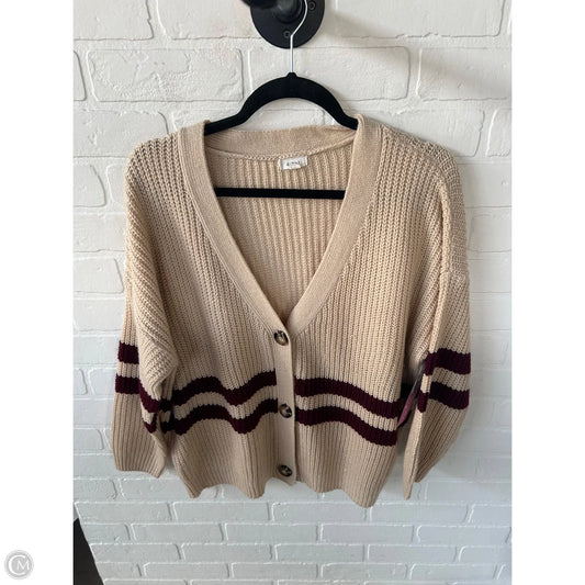 Sweater Cardigan By Debut In Red & Tan, Size: M