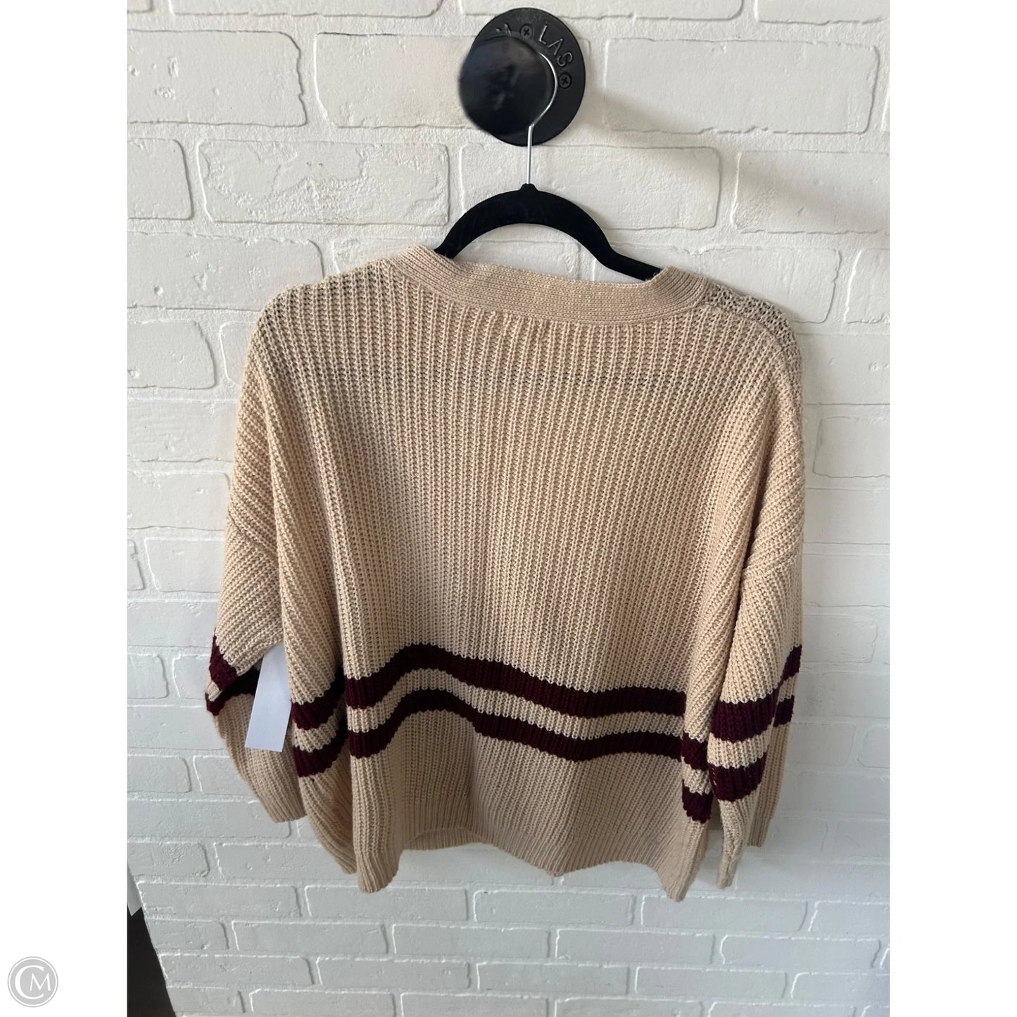 Sweater Cardigan By Debut In Red & Tan, Size: M