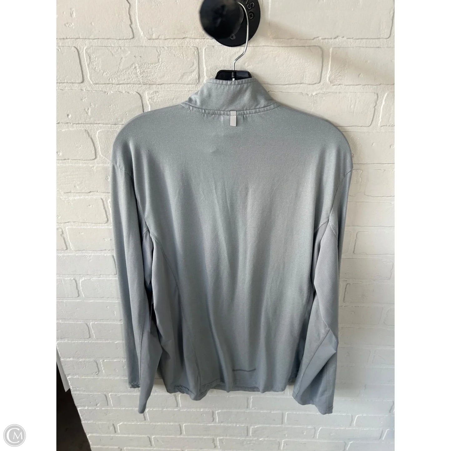 Athletic Top Long Sleeve Collar By Reebok In Grey, Size: M