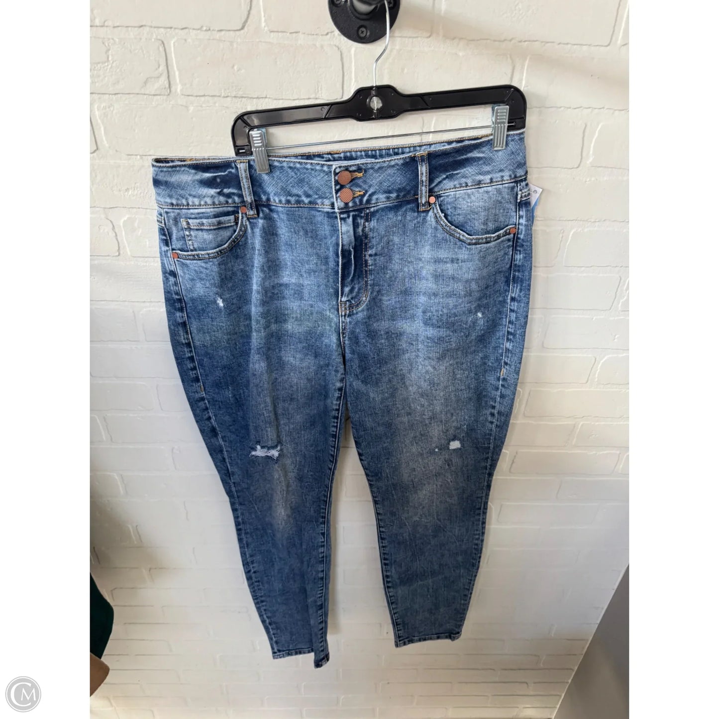 Jeans Skinny By Cabi In Blue Denim, Size: 14